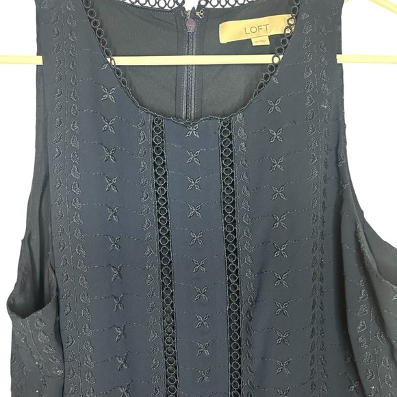 LOFT Navy Eyelet Embroidered Sleeveless Dress Size 12 - Picture 4 of 13